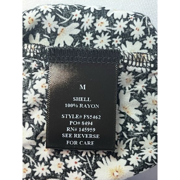 Vintage style women’s black daisy floral midi skirt ruffle hem - Picture 3 of 6